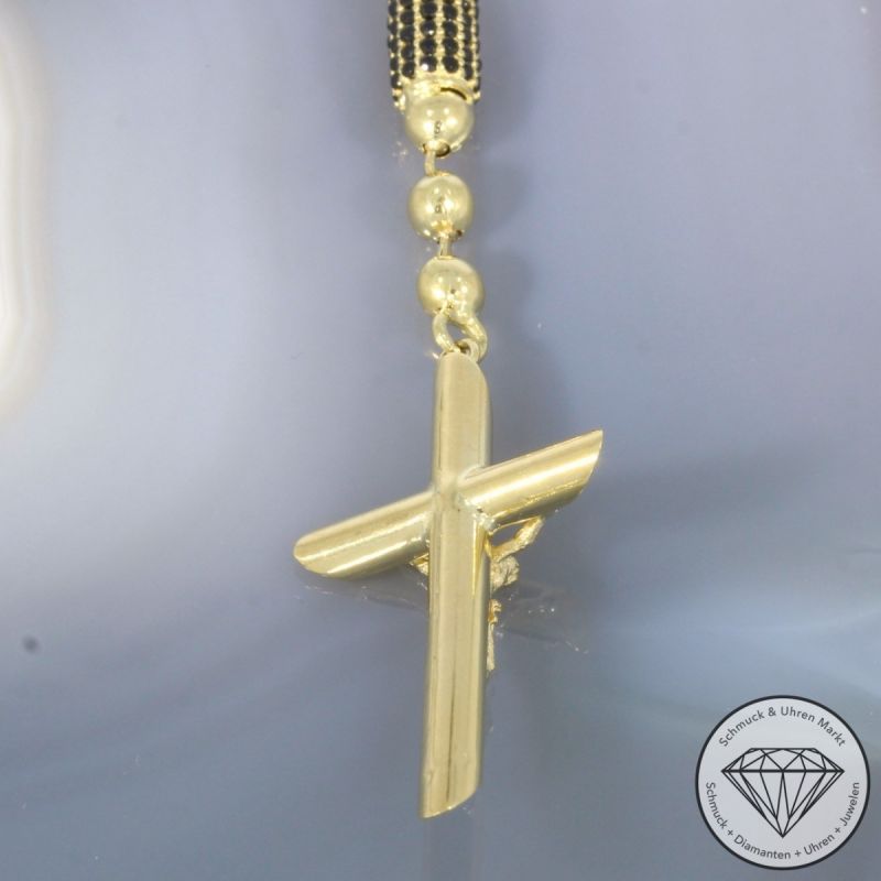 Wert 5500 € Onyx Rosenkranz Kette in 585er 14 K Gelbgold - 105021
