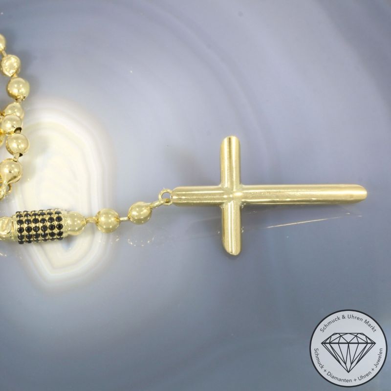 Wert 5500 € Onyx Rosenkranz Kette in 585er 14 K Gelbgold - 105021