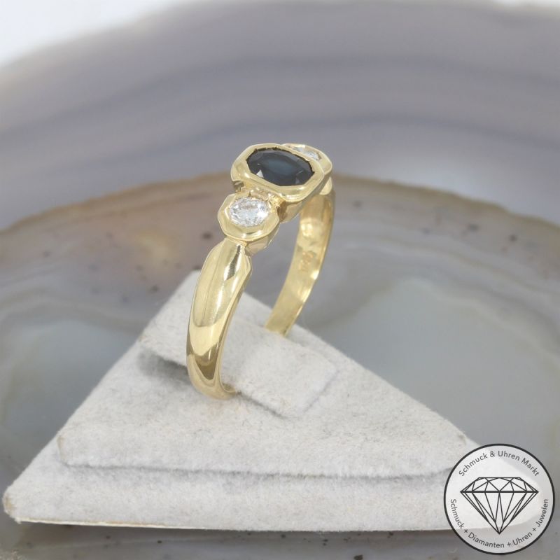 Wert 2350 € Brillant Saphir Ring in 750er 18 K Gelbgold - 105034