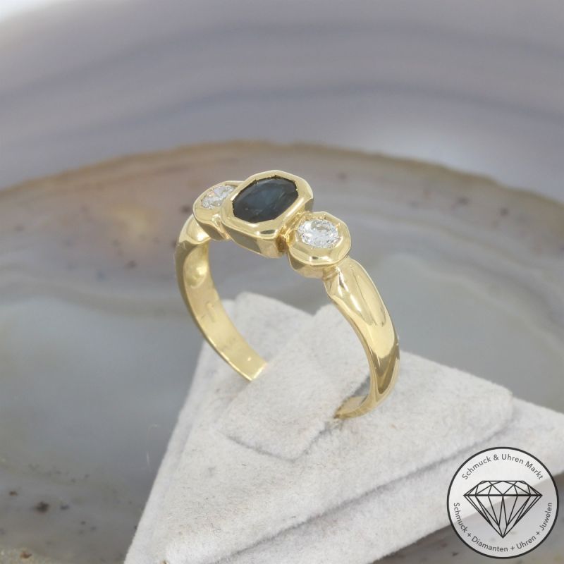 Wert 2350 € Brillant Saphir Ring in 750er 18 K Gelbgold - 105034