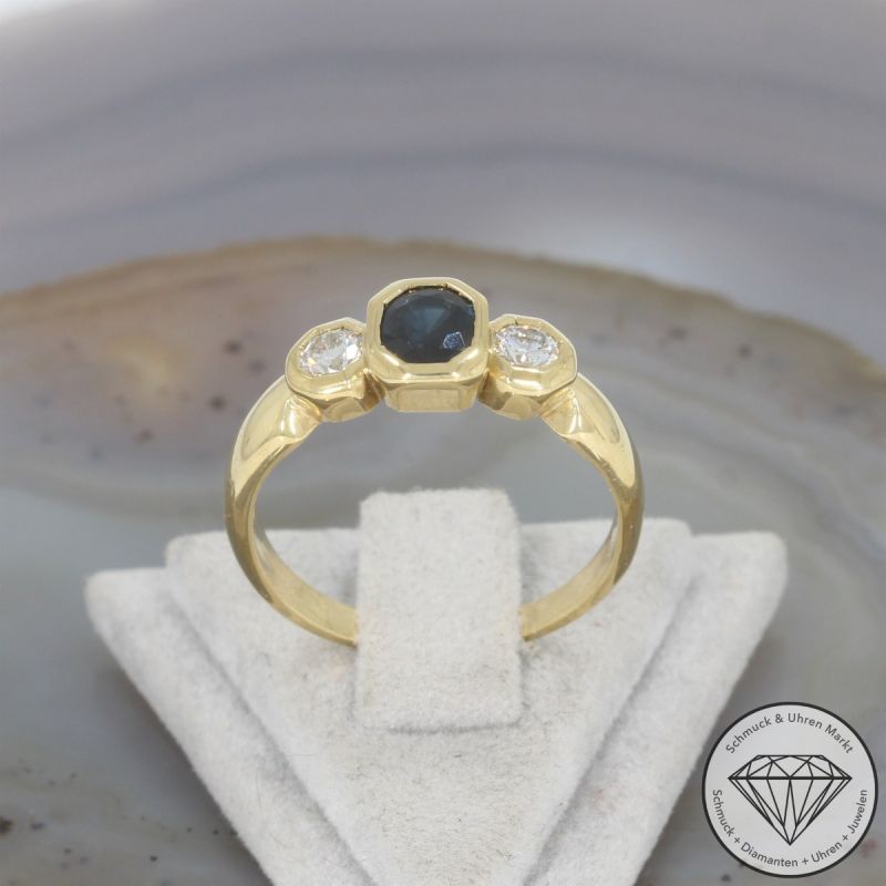 Wert 2350 € Brillant Saphir Ring in 750er 18 K Gelbgold - 105034