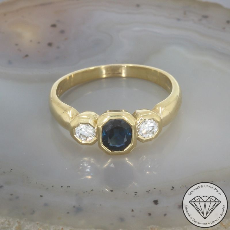 Wert 2350 € Brillant Saphir Ring in 750er 18 K Gelbgold - 105034