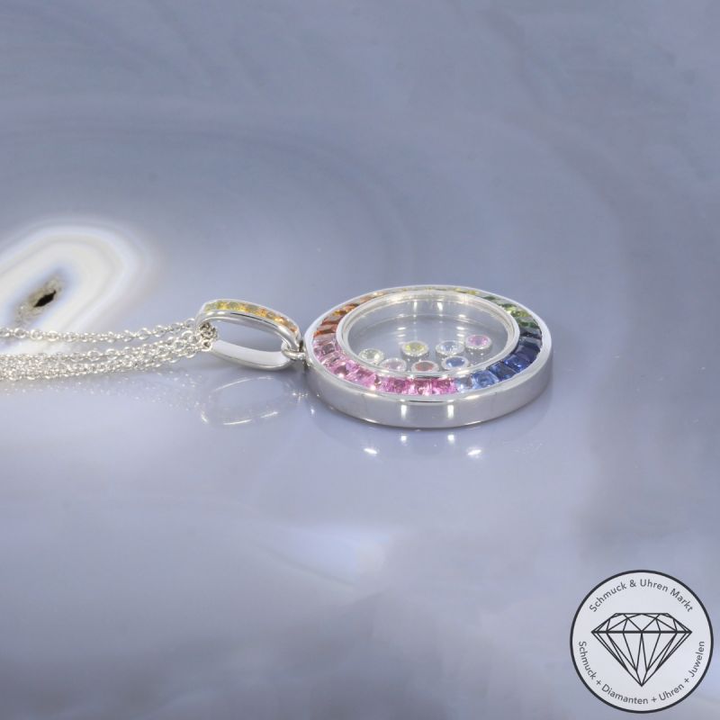 Wert 6290 € Saphir Anhänger mit Kette in 585er 14 K Weißgold - H1961