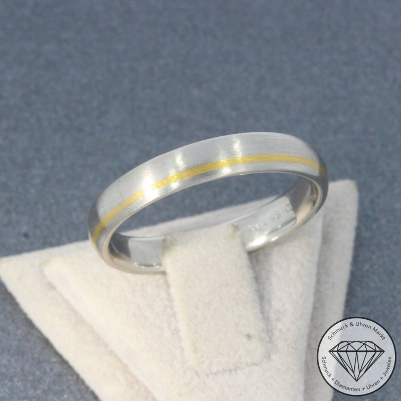 Wert 1590 € Bicolor Ring 950er/000 Platin und 750er/18 Karat Gelb Gold Größe 62 – 105120