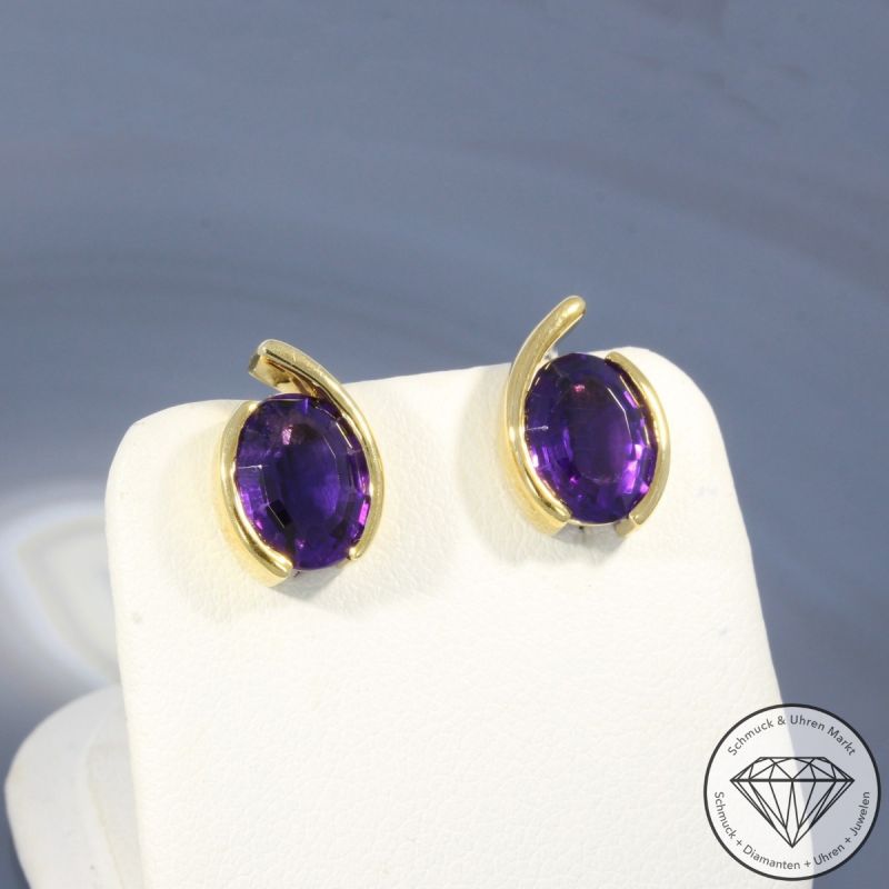 Wert 2090 € Amethyst Ohrringe in 750er 18 K Gelbgold - 105155