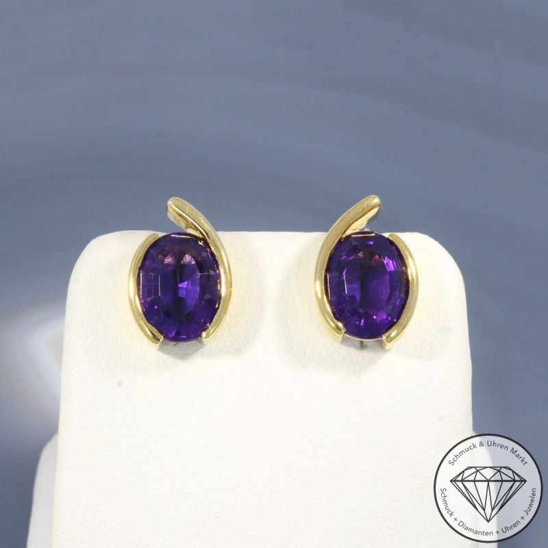 Wert 2090 € Amethyst Ohrringe in 750er 18 K Gelbgold - 105155
