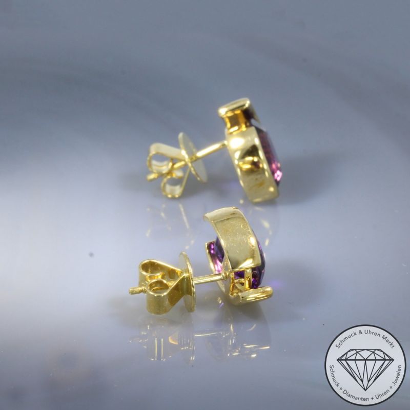Wert 2090 € Amethyst Ohrringe in 750er 18 K Gelbgold - 105155