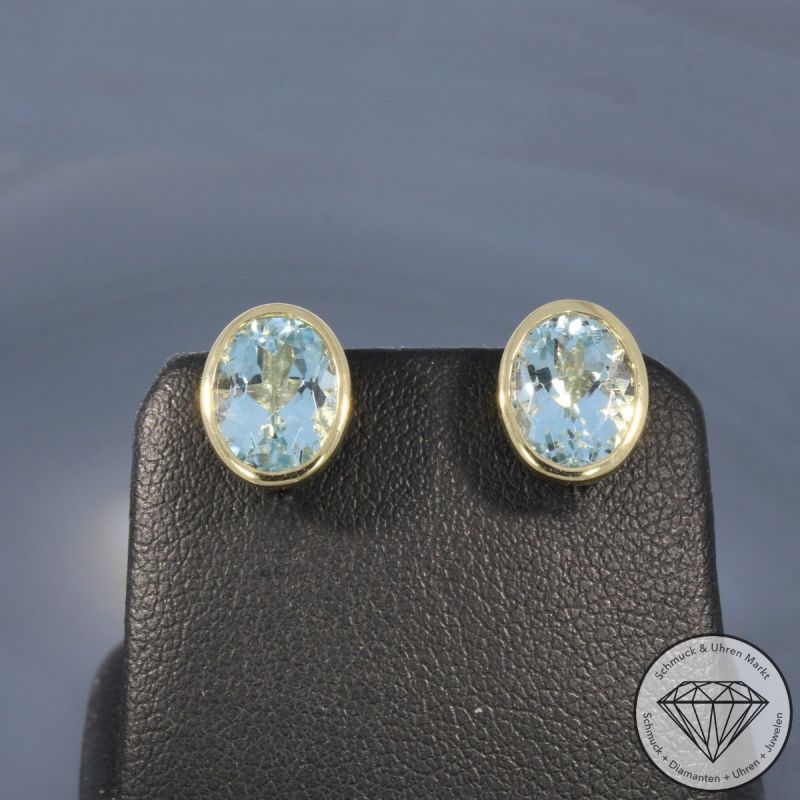 Wert 2090 € Aquamarin Ohrringe in 585er 14 K Gelbgold - 105156 