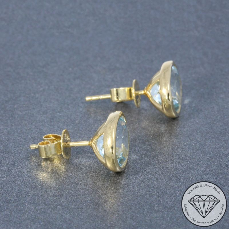 Wert 2090 € Aquamarin Ohrringe in 585er 14 K Gelbgold - 105156 