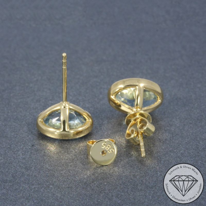 Wert 2090 € Aquamarin Ohrringe in 585er 14 K Gelbgold - 105156 