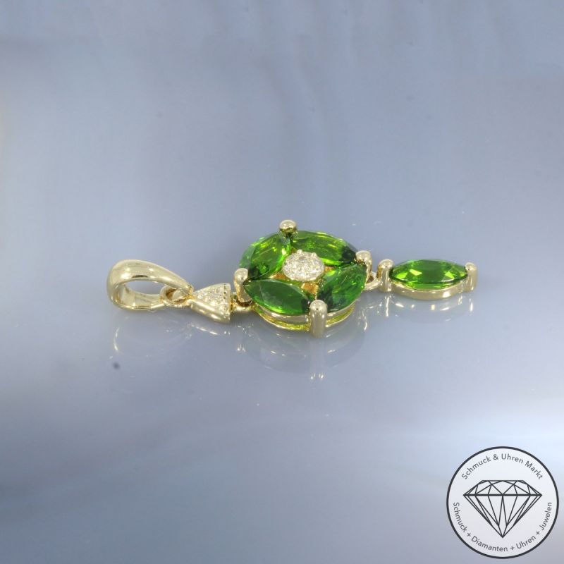 Wert 550 € Diamant Tsavorit Anhänger in 585er 14 K Gelbgold - 105160