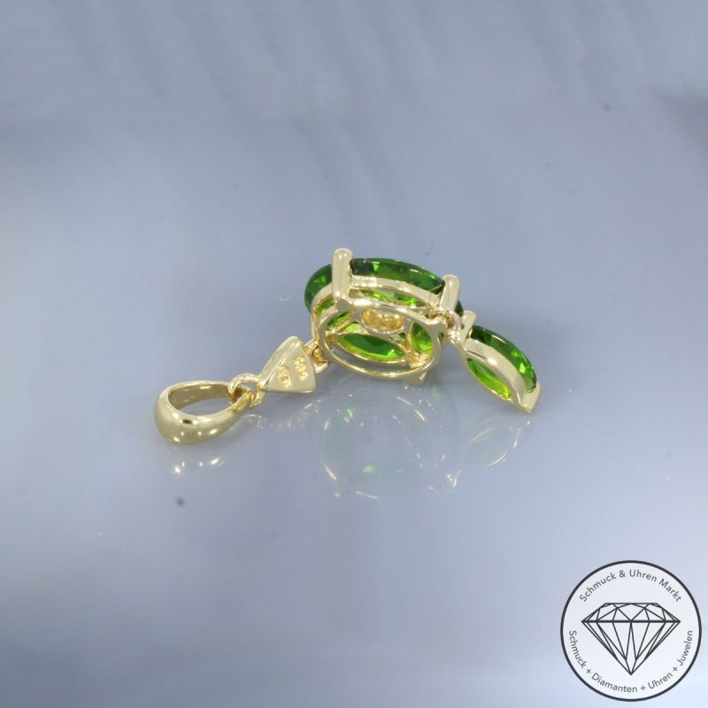Wert 550 € Diamant Tsavorit Anhänger in 585er 14 K Gelbgold - 105160