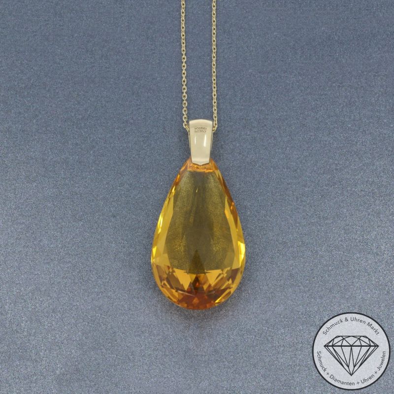 Wert 4550 € Citrin Anhänger mit Kette in 585er 14 K Gelbgold - 105164