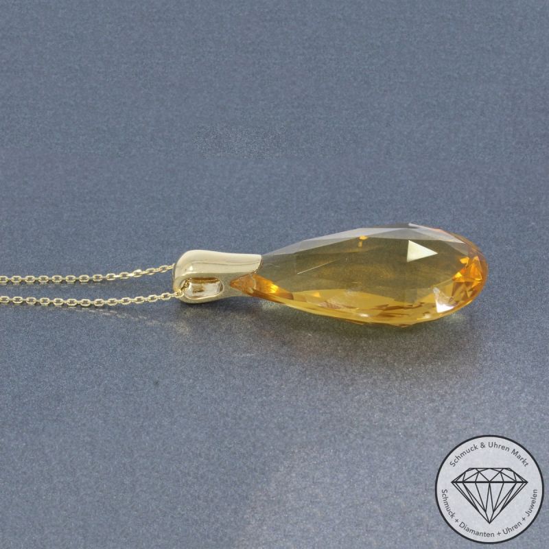 Wert 4550 € Citrin Anhänger mit Kette in 585er 14 K Gelbgold - 105164