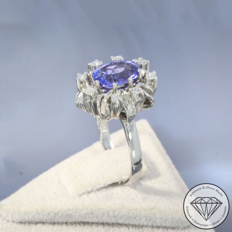 Wert 1750 € Diamant Tansanit Ring in 585er 14 K Weißgold - 105217