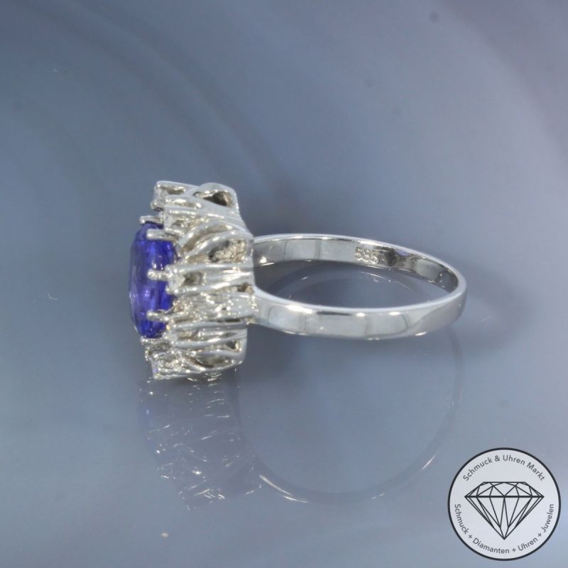 Wert 1750 € Diamant Tansanit Ring in 585er 14 K Weißgold - 105217