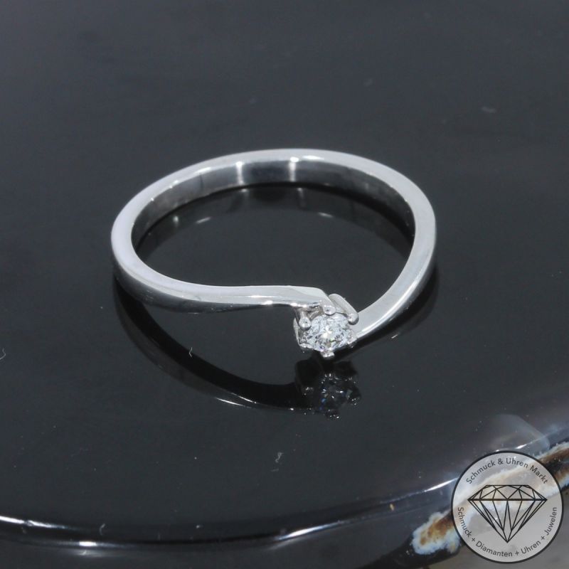 Wert 850 € Solitär Brillant Ring in 585er 14 K Weißgold - 105222