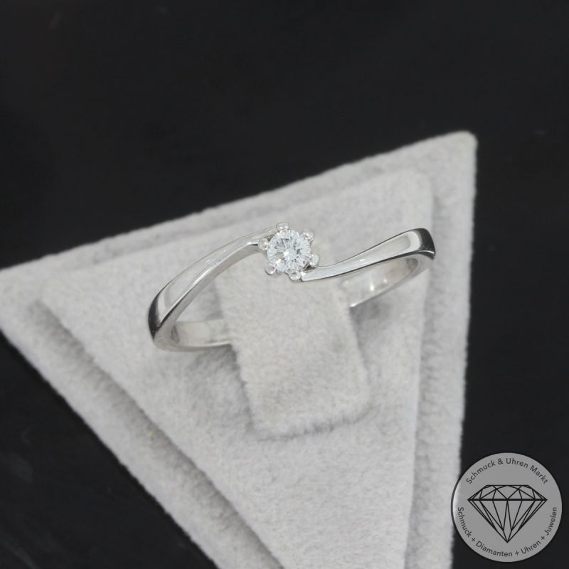 Wert 850 € Solitär Brillant Ring in 585er 14 K Weißgold - 105222