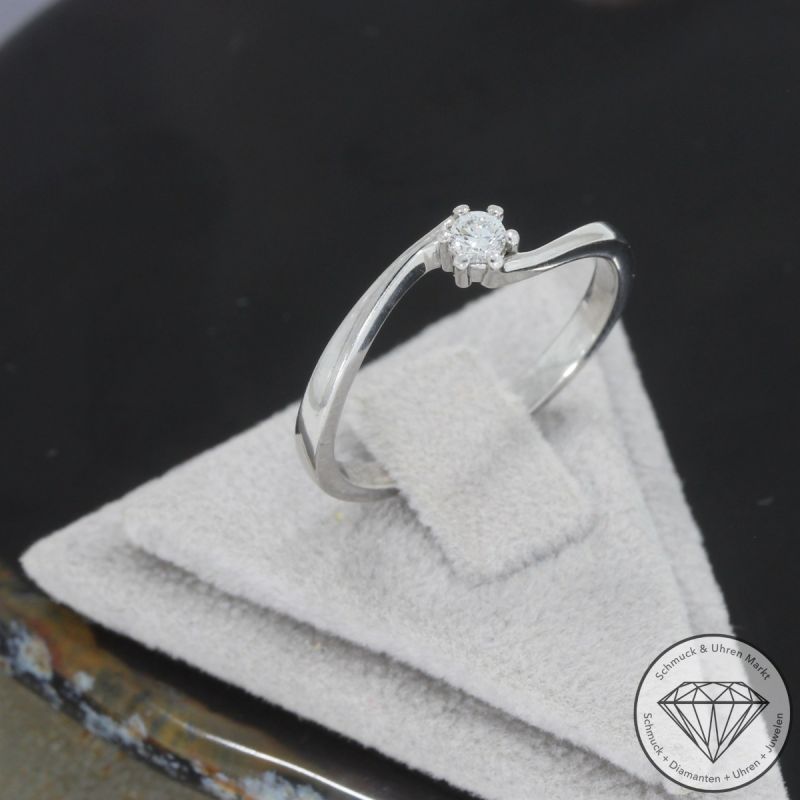 Wert 850 € Solitär Brillant Ring in 585er 14 K Weißgold - 105222