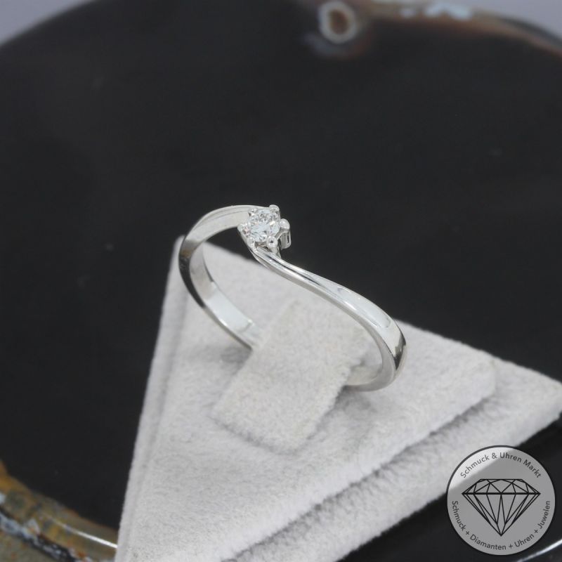 Wert 850 € Solitär Brillant Ring in 585er 14 K Weißgold - 105222