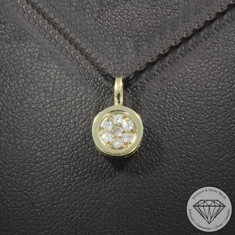 Wert 590 € Diamant Anhänger ohne Kette 585er/14 Karat Gelb und Weiß Gold Länge 1,3 cm – 105225