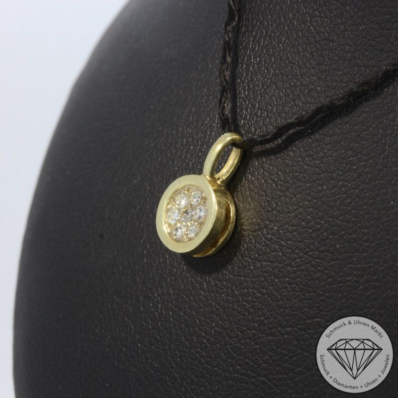 Wert 590 € Diamant Anhänger ohne Kette 585er/14 Karat Gelb und Weiß Gold Länge 1,3 cm – 105225