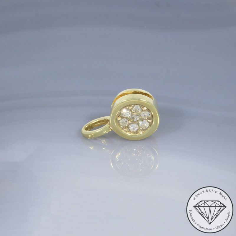 Wert 590 € Diamant Anhänger ohne Kette 585er/14 Karat Gelb und Weiß Gold Länge 1,3 cm – 105225