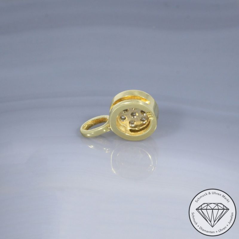 Wert 590 € Diamant Anhänger ohne Kette 585er/14 Karat Gelb und Weiß Gold Länge 1,3 cm – 105225