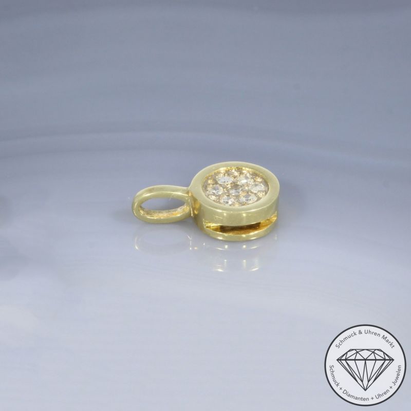 Wert 590 € Diamant Anhänger ohne Kette 585er/14 Karat Gelb und Weiß Gold Länge 1,3 cm – 105225