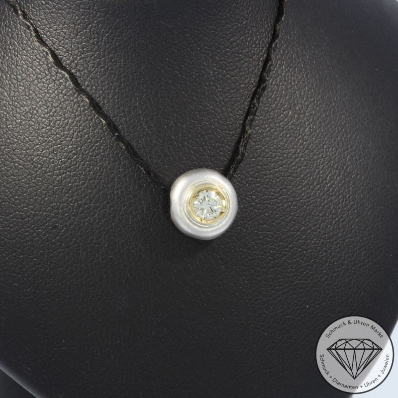Wert 1090 € Bicolor Solitär Brillant Anhänger (ca. 0,25 carat) in 585er 14 K Gold - 105232