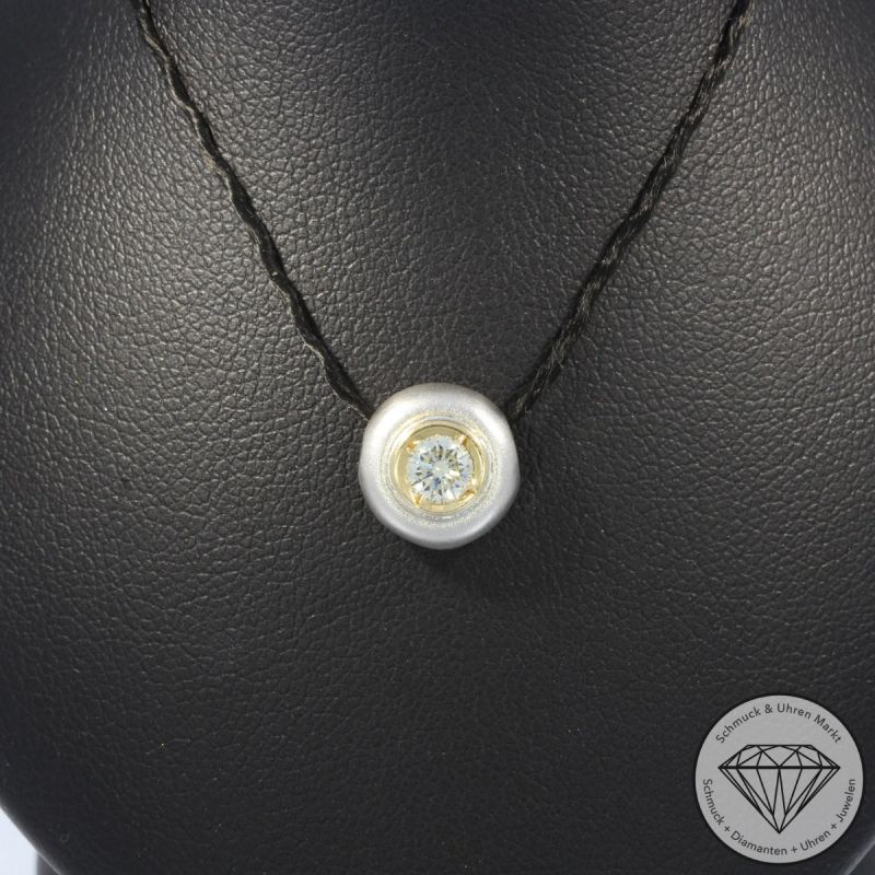 Wert 1090 € Bicolor Solitär Brillant Anhänger (ca. 0,25 carat) in 585er 14 K Gold - 105232