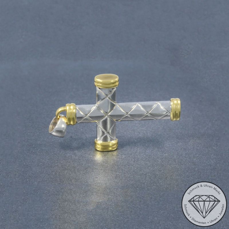 Wert 1990 € Bicolor Kreuz Anhänger 750er/18 Karat Gelb und Weiß Gold Länge 4,2 cm – 105238