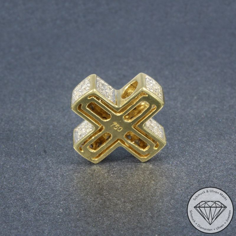 Wert 2290 € Diamant Kreuz Anhänger ohne Kette 750er/18 Karat Gelb Gold Länge 1,6 cm - 105241