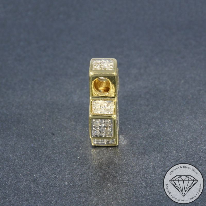 Wert 2290 € Diamant Kreuz Anhänger ohne Kette 750er/18 Karat Gelb Gold Länge 1,6 cm - 105241