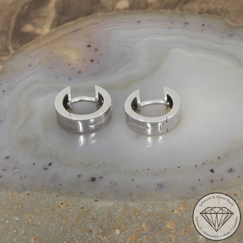 Wert 1250 € Diamant Ohrringe Creolen 585er/14 Karat Weiß Gold Durchmesser 1,2 cm  – 105242