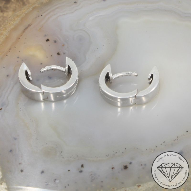 Wert 1250 € Diamant Ohrringe Creolen 585er/14 Karat Weiß Gold Durchmesser 1,2 cm  – 105242