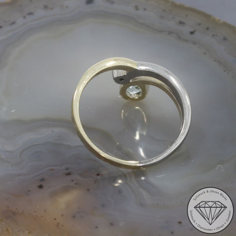 Wert 1050 € Brillant Topas Ring 585er/14 Karat Gelb und Weiß Gold Größe 56 – 105245