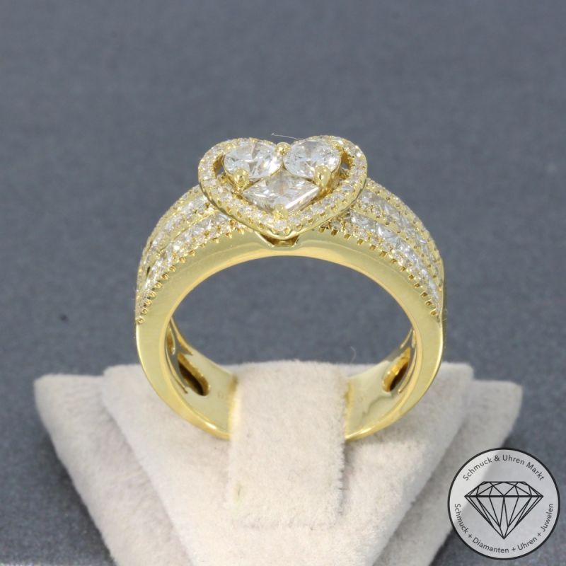 Wert 6190 € Brillant Diamant Herz Ring (ca. 1,18 carat) in 750er 18 K Weißgold - 105251