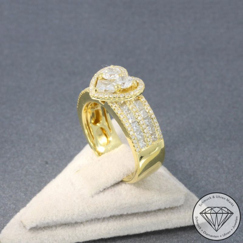 Wert 6190 € Brillant Diamant Herz Ring (ca. 1,18 carat) in 750er 18 K Weißgold - 105251