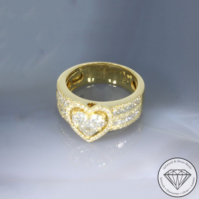 Wert 6190 € Brillant Diamant Herz Ring (ca. 1,18 carat) in 750er 18 K Weißgold - 105251