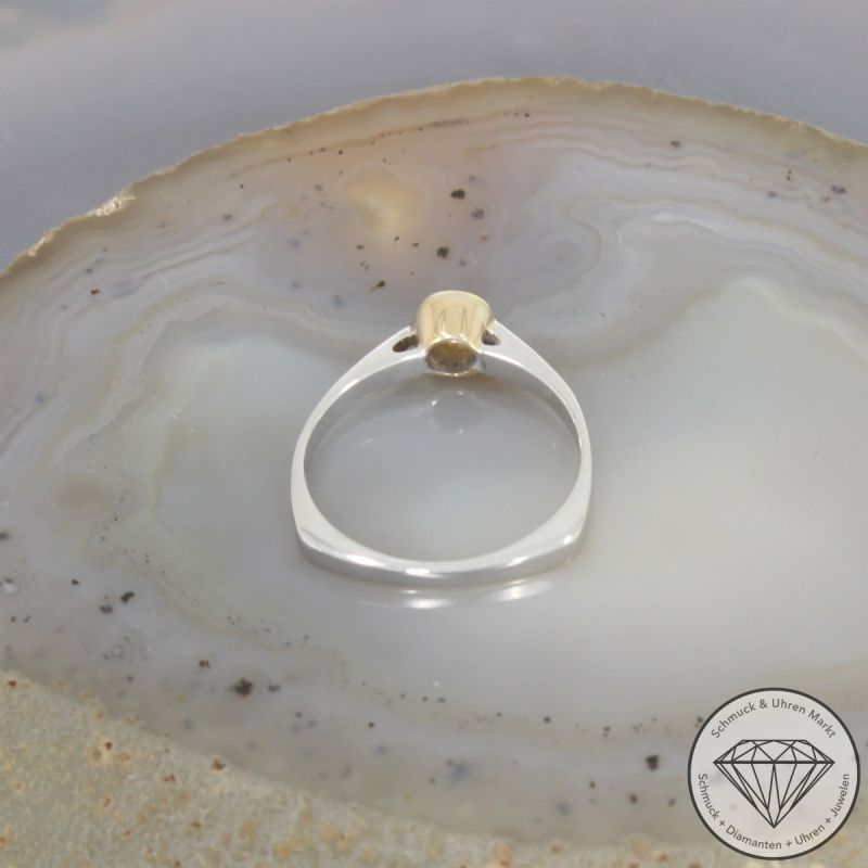 Wert 790 € Bicolor Solitär Brillant Ring (ca. 0,10 carat) in 585er 14 K Gold - 105315