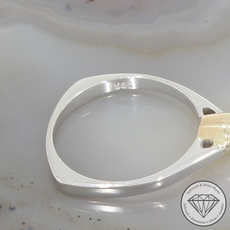 Wert 790 € Bicolor Solitär Brillant Ring (ca. 0,10 carat) in 585er 14 K Gold - 105315