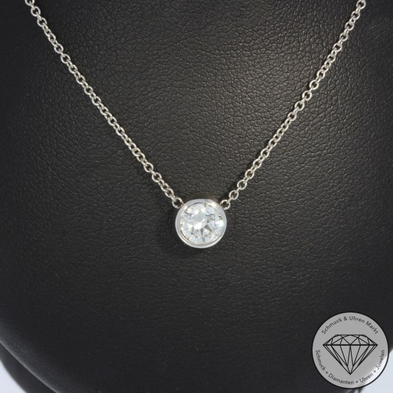 Wert 3690 € Solitär Brillant Anhänger mit Kette (0,50 carat) in 750er 18 K Weißgold HRD - 105343