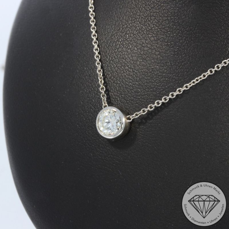 Wert 3690 € Solitär Brillant Anhänger mit Kette (0,50 carat) in 750er 18 K Weißgold HRD - 105343