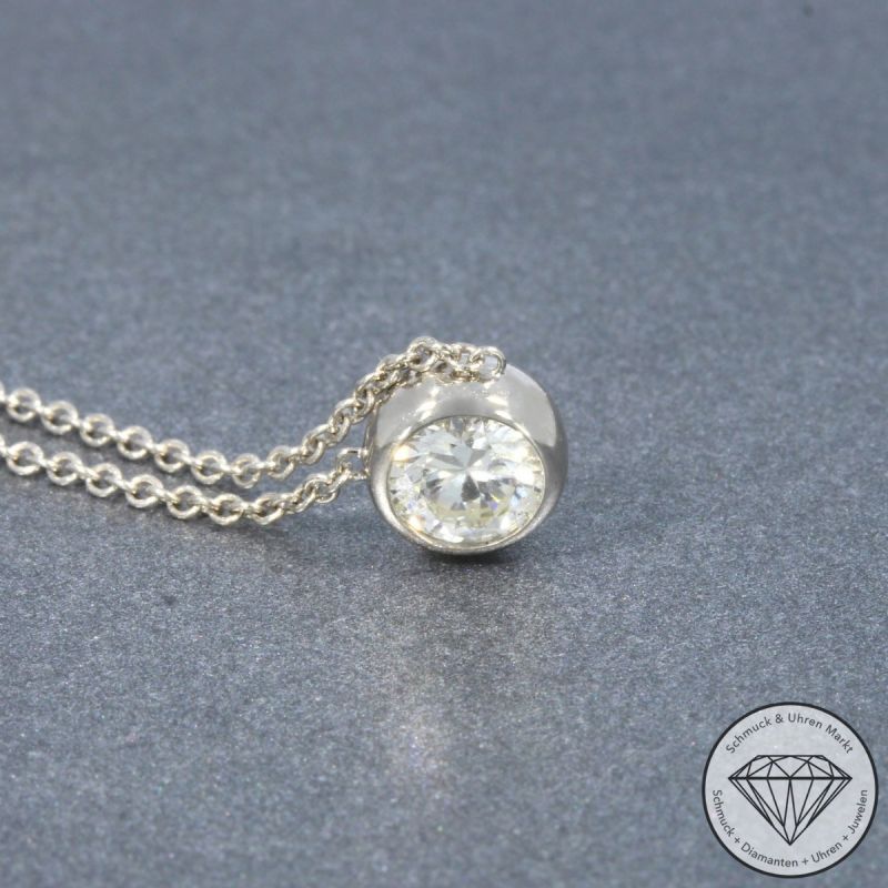 Wert 3690 € Solitär Brillant Anhänger mit Kette (0,50 carat) in 750er 18 K Weißgold HRD - 105343