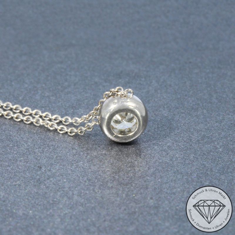 Wert 3690 € Solitär Brillant Anhänger mit Kette (0,50 carat) in 750er 18 K Weißgold HRD - 105343