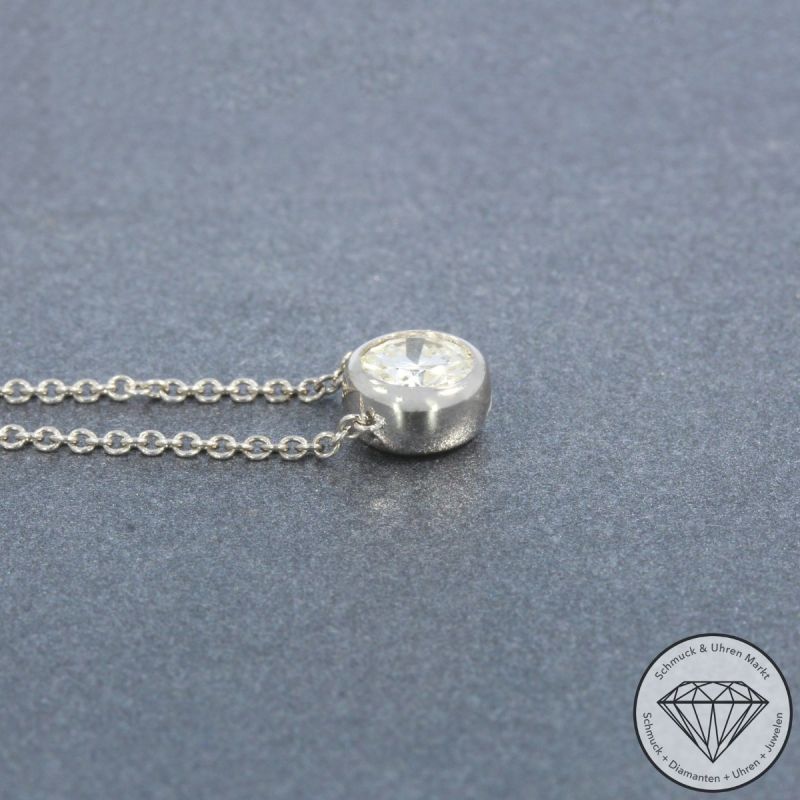 Wert 3690 € Solitär Brillant Anhänger mit Kette (0,50 carat) in 750er 18 K Weißgold HRD - 105343