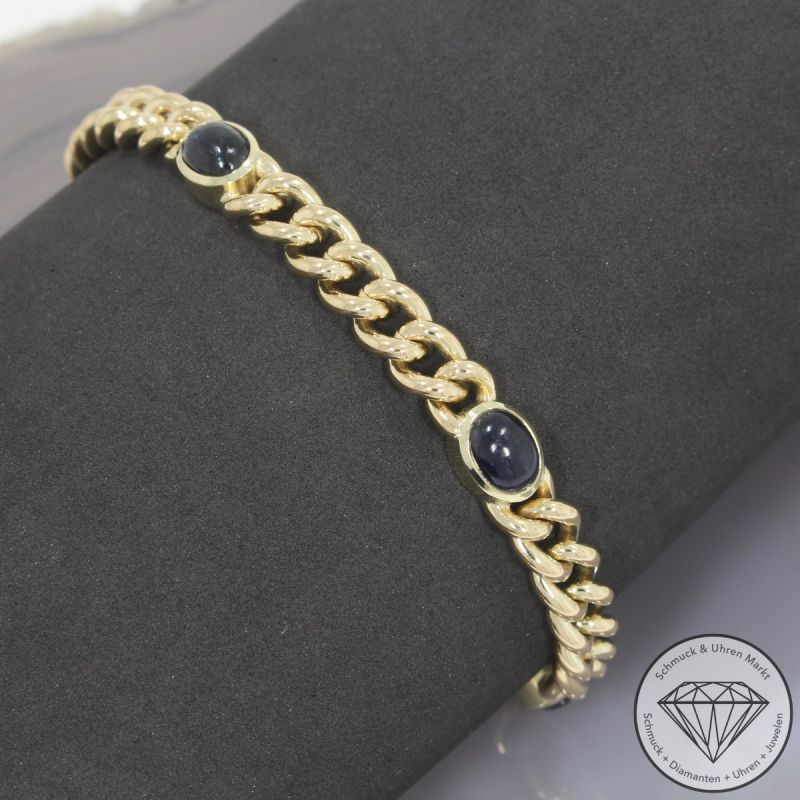 Wert 5950 € Saphir Panzer Armband in 585er 14 K Gelbgold - 105358