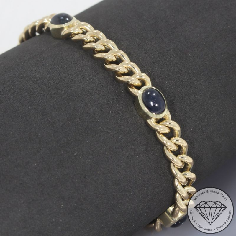 Wert 5950 € Saphir Panzer Armband in 585er 14 K Gelbgold - 105358