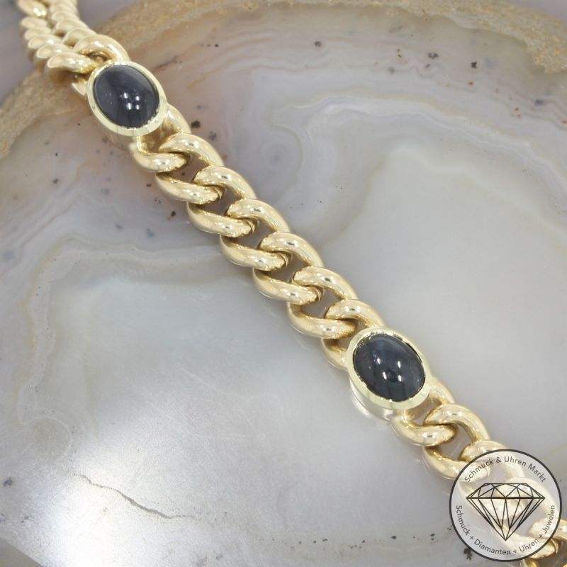 Wert 5950 € Saphir Panzer Armband in 585er 14 K Gelbgold - 105358